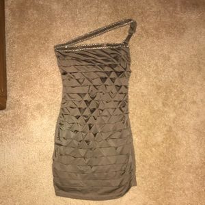 Brown one shoulder cross strap dress